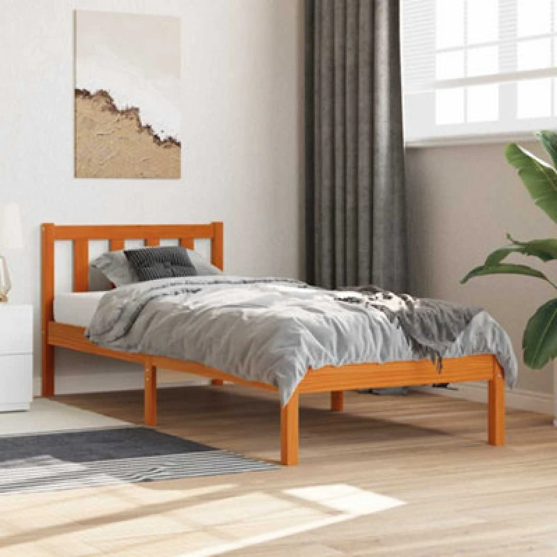 Image of Vidaxl Bed Frame Without Mattress Wax Brown 100X200 Cm Solid Wood Pine