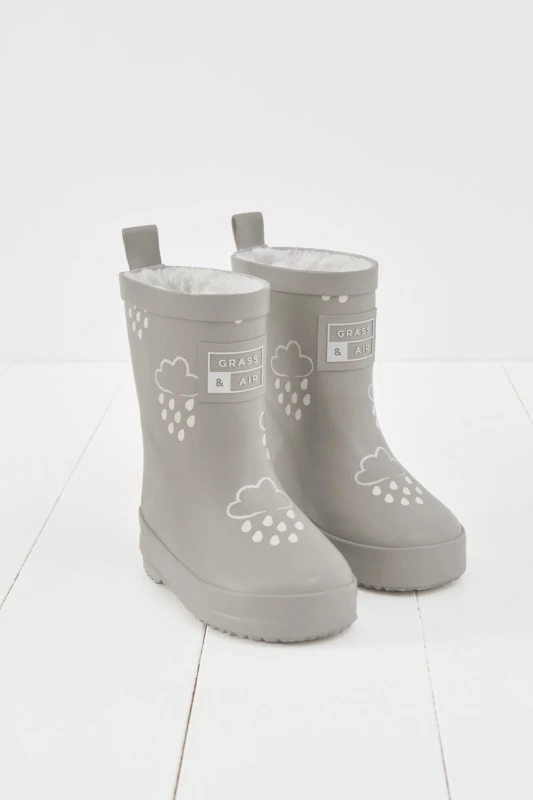 Image of Grass & Air Winter Colour Changing Wellies in Grey Size: Infant 8 Grey Unisex Infant 8