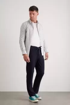 Image of Navy And White Double Stripe Long Sleeve Shirt