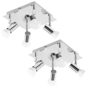Image of Spotlight Pair of 4 Way Silver Ceiling Plate Spotlight