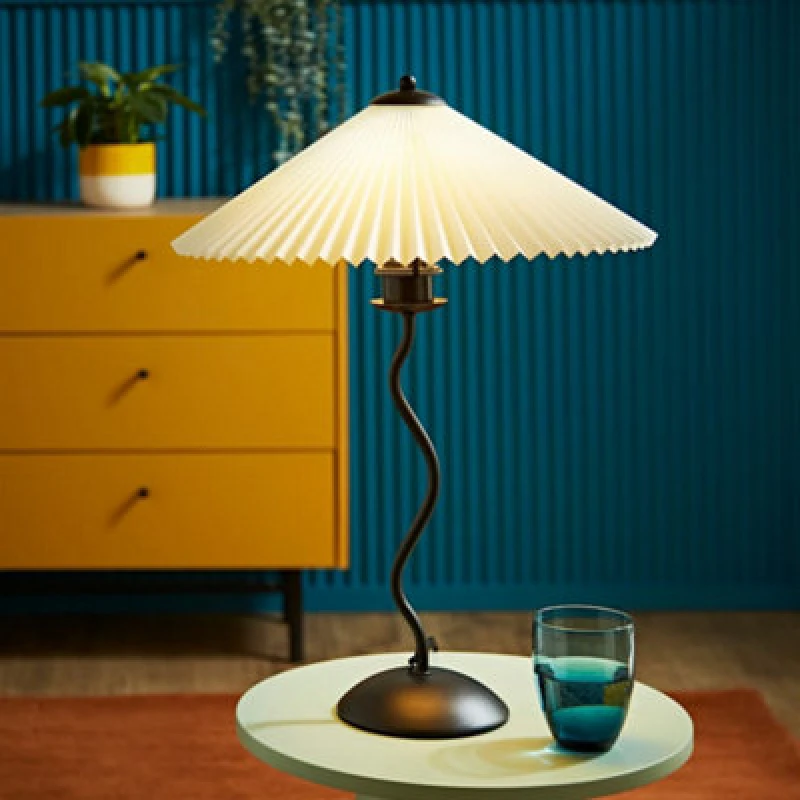 Image of ValueLights Wiggle Metal Table Lamp With Origami Pleated Shade Black