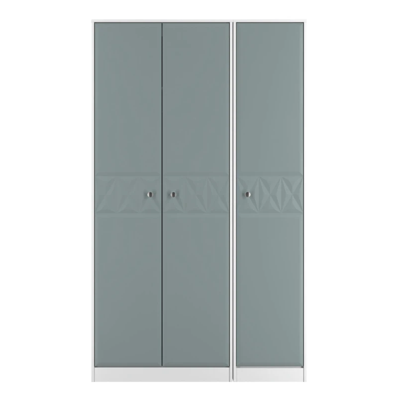 Image of San Jose Ready Assembled Contemporary Matt Duck Egg Blue & White Tall Triple Wardrobe (H)1960mm (W)1108mm (D)530mm