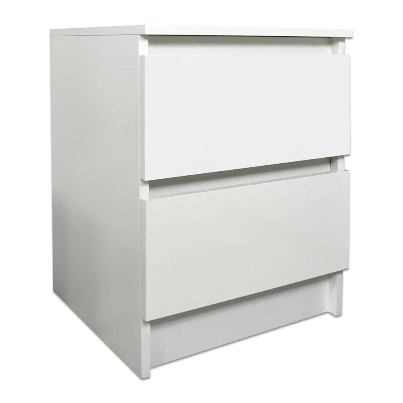 Image of LUXURY LIFE Carlton Matt Chest of Drawers Bedside 2 Drawer Cabinet White