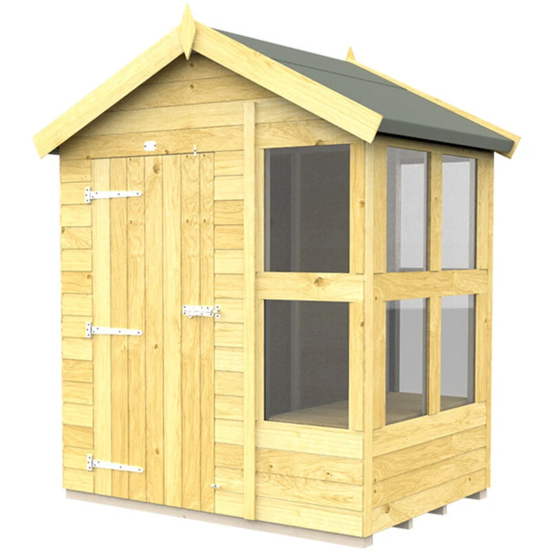 Image of Flat Pack Sheds DIY Sheds 4 x 6 Apex Potting Shed, Brown 6X4APSFF