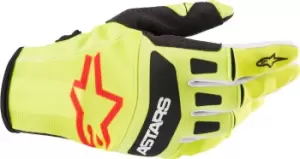 Image of Alpinestars Techstar 22 Motocross Gloves, black-yellow, Size L, black-yellow, Size L