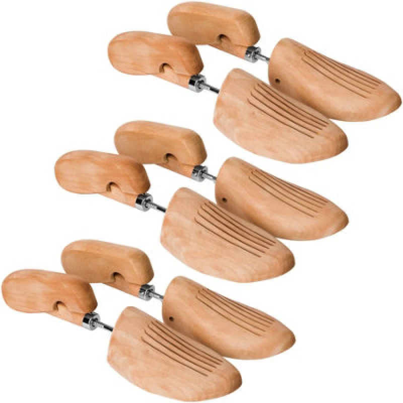 Image of Tectake Shoe Stretcher 3 Pairs - Made Of Lotus Wood, For Womens And Mens Shoes 46-48 - Brown