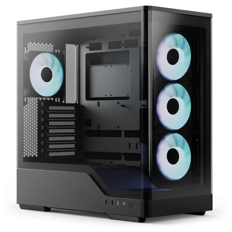 Image of Aerocool P500A Curved Glass Panel ARGB Mid Tower Gaming PC Case - Black - ACCM-PN08143.11