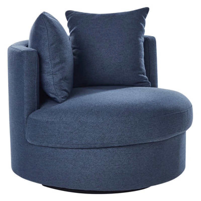 Image of Beliani Swivel Armchair Dalby Fabric Dark Blue