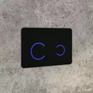 Image of Black Glass Dual Sensor Flush Plate with Wall Hung Toilet Frame