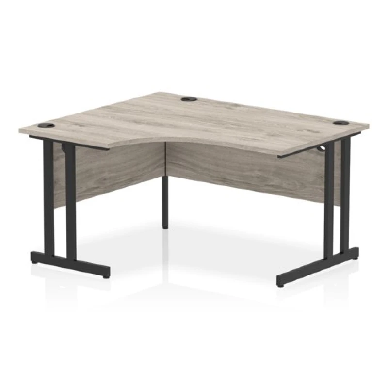 Image of Impulse Impulse 1400mm Left Crescent Office Desk Grey Oak Top Black Cantilever Leg ICDLC14BGRY