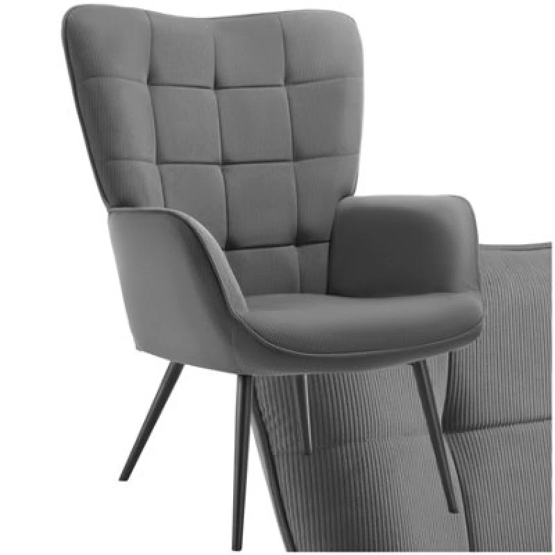 Image of tectake Armchair Hygge - Fine Cord Anthracite/Black in Dark Grey Dark Grey Unisex