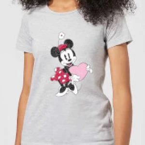 Image of Disney Minnie Mouse Love Heart Womens T-Shirt - Grey - M