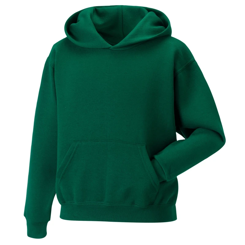 Image of Jerzees Schoolwear Jerzees Schoolgear Hooded Sweatshirt in Bottle Green Size: 5-6 Years Bottle Green Unisex 5-6 Years
