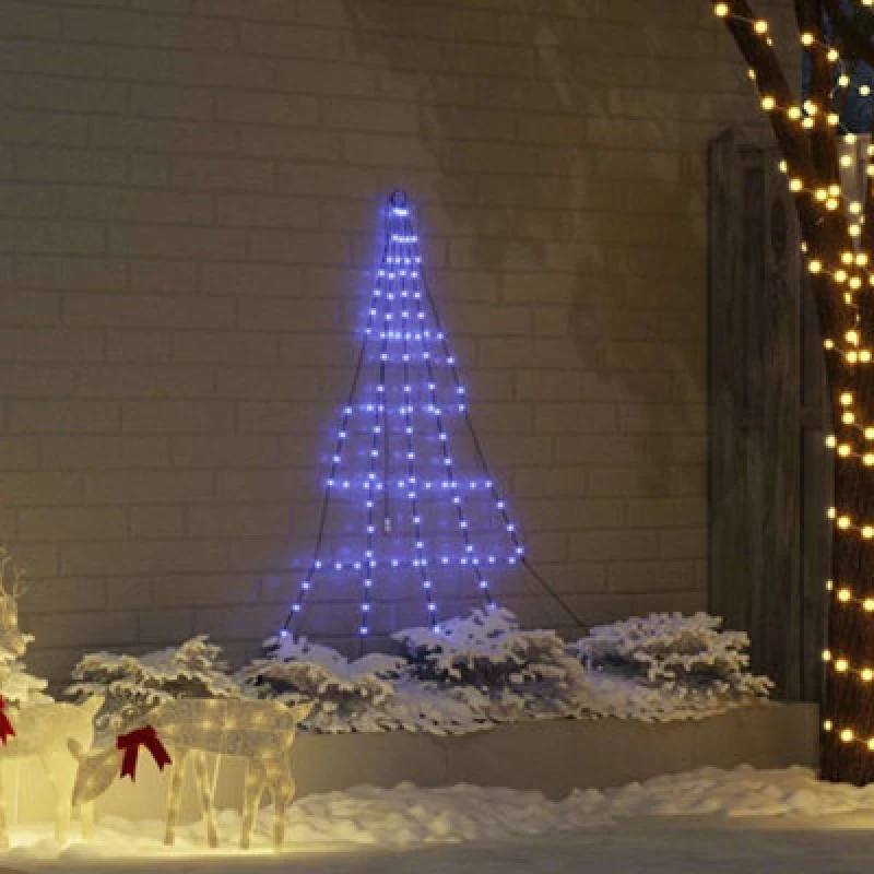Image of Vidaxl LED Christmas Tree With Ground Spikes Blue 182cm Metal