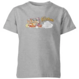 Image of The Flintstones Family Car Distressed Kids T-Shirt - Grey - 7-8 Years