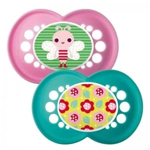 Image of MAM Yummy Bugs 6+M Soother - Pink and Green