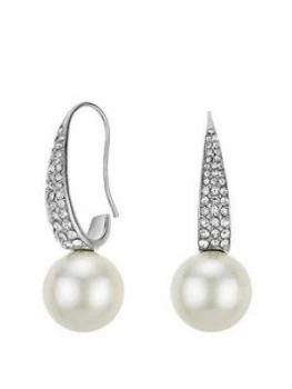 Image of Mood White Pave Pearl Drop Earrings