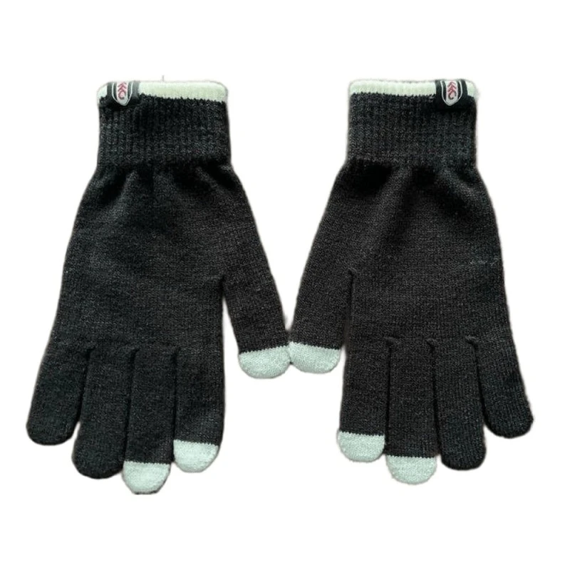 Image of Fulham FC Mens Knitted Crest Touch Gloves in Black Male One Size
