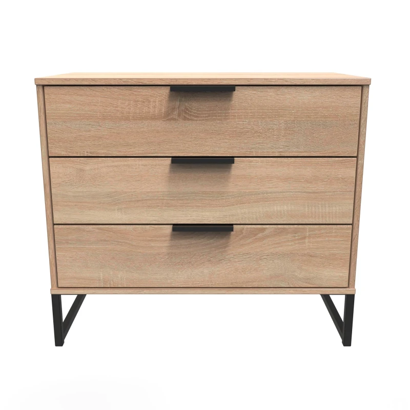 Image of Ready Assembled 2 U Fuji 3 Drawer Chest (Ready Assembled) in Light Oak Light Oak Unisex