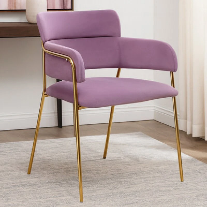 Image of Orsina Pink Velvet Dining Chair,compact Lounge Chair, Velvet Upholstered Kitchen Chair,bedroom Decorative Chair