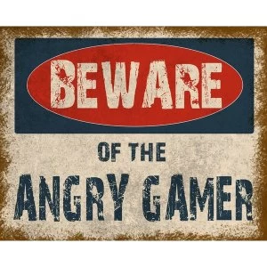 Image of Vintage Metal Sign Beware Of The Angry Gamer