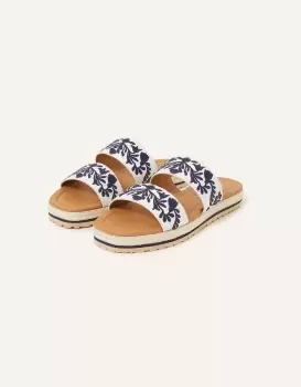 Image of Accessorize Womens Embroidered Two Strap Sandals Natural, Size: 36