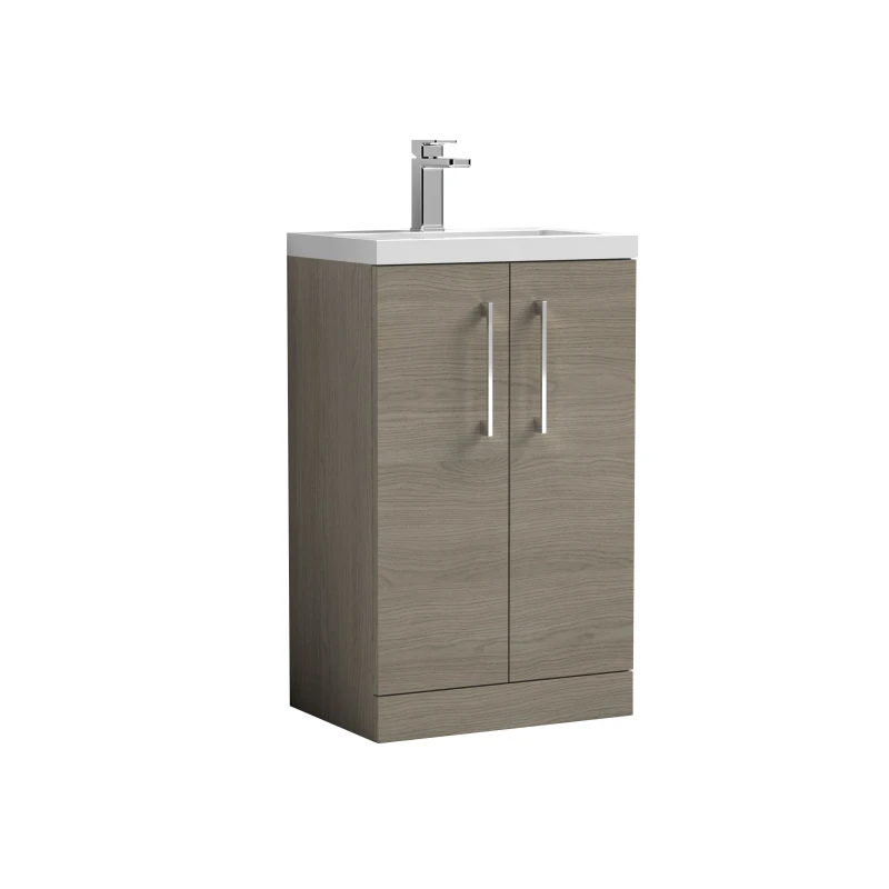 Image of Balterley Compact Floor Standing 2 Door Vanity Ceramic Basin 500mm Solace Oak Brown