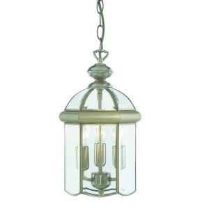 Image of 3 Light Ceiling Lantern Pendant Antique Brass, E14
