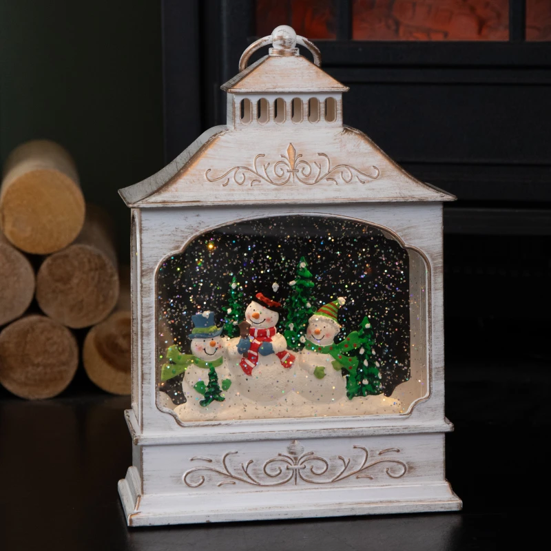 Image of 28cm Battery Operated LED Christmas Snowman Wonderland Lantern Decoration