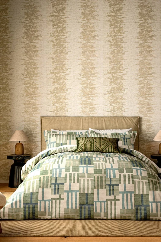 Image of Harlequin 'Monolith' Cotton Duvet Cover Set in Jade Size: Double Jade Unisex Double