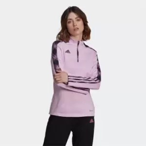 Image of adidas Tiro Fleece Mid-Layer Shirt Womens - Bliss Lilac / Black