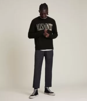 Image of AllSaints Mens Axis Saints Crew Jumper, Black, Size: XXL