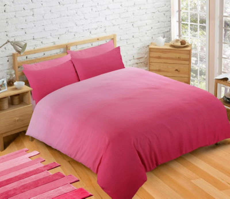 Image of Velosso Vibrant Colour Printed Cotton Blend Duvet Cover & Pillowcase Set, Durable Bedding Set - Machine Washable, Button Enclosure - Pink