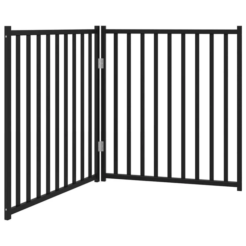 Image of vidaXL Dog Gate Foldable 2 Panels Black 160cm Solid Wood Fir, Black 352290