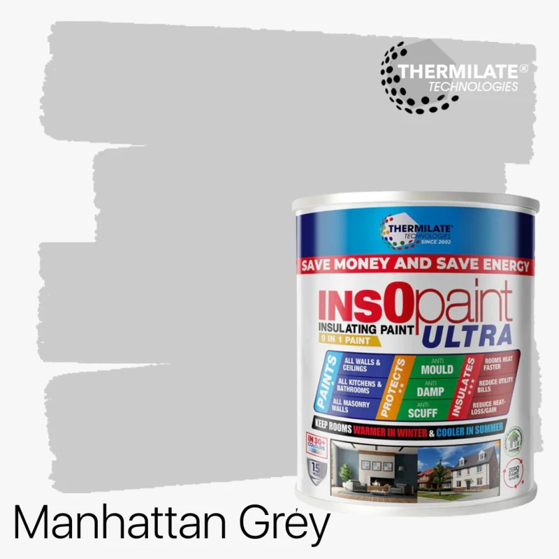 Image of THERMILATE TECHNOLOGIES InsOpaint ULTRA - 9 IN 1 Interior & Exterior Paint - 1L in Manhattan Grey Manhattan Grey Unisex 1L