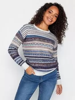 Image of M&Co Fairisle Jumper - Blue, Size 10-12, Women