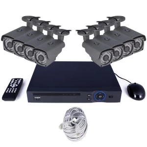 Image of electriQ 8 Channel HD 1080p Network Video Recorder with 8 x 1080p Bullet Cameras - Hard Drive Required