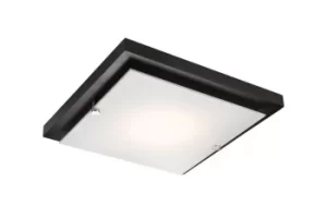 Image of Square Simple Flush Ceiling Light Wenge, 1x E27