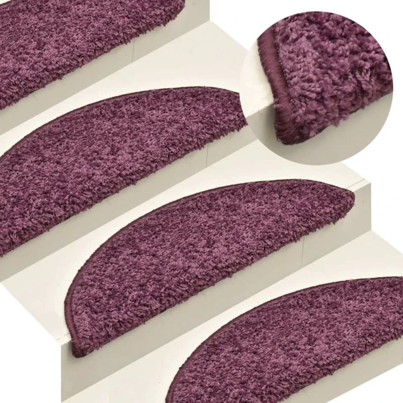 Image of VIDAXL Stair Mats 15 pcs 56x17x3cm Dark Purple Half Round Vidaxl 8720286046081