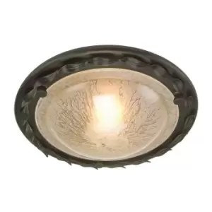 Image of 1 Bulb Flush Light Low Ceiling Black Gold LED E27 60W Bulb