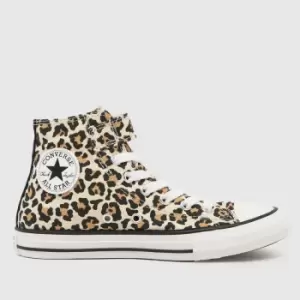 Image of Converse beige & brown all star hi 1v easy-on Girls Junior Trainers