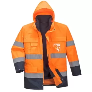 Image of Portwest Lite 3 in 1 Hi Vis Jacket and Detachable Fleece Orange / Navy XL