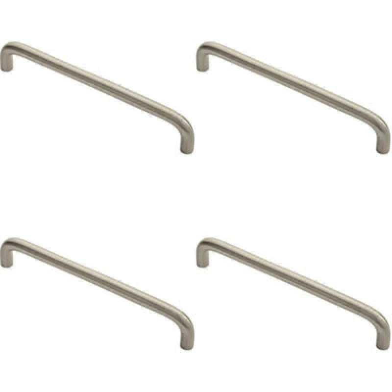 Image of Loops 4x Round D Bar Cabinet Pull Handle 170 x 10mm 160mm Fixing Centres Satin Nickel Metallics unisex