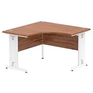 Image of Dynamic Corner Office Desk Walnut MFC Cable Managed Cantilever Leg White Frame Impulse 1200 x 600 x 730mm