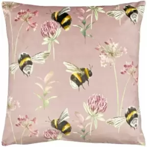 Image of Evans Lichfield Country Bee Garden Print Cushion Cover, Heather, 43 x 43 Cm