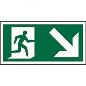 Image of Fire Exit Sign Sign Down Right PVC 10 x 20 cm