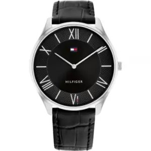 Image of Mens Tommy Hilfiger Watch With Black Croc Leather Strap
