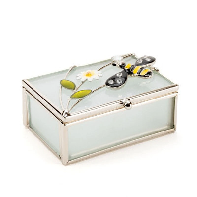 Image of Sophia Classic Glass & Wire Bumble Bee Rectangle Trinket Box