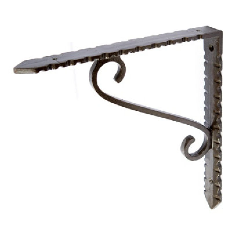 Image of Hammer and Tongs Hammer & Tongs Notched Scroll Iron Shelf Bracket - D205mm - Raw
