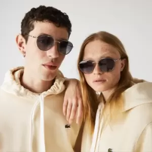 Image of Lacoste Oval Metal Novak Djokovic Collection Sunglasses Size Unique size Matte Silver
